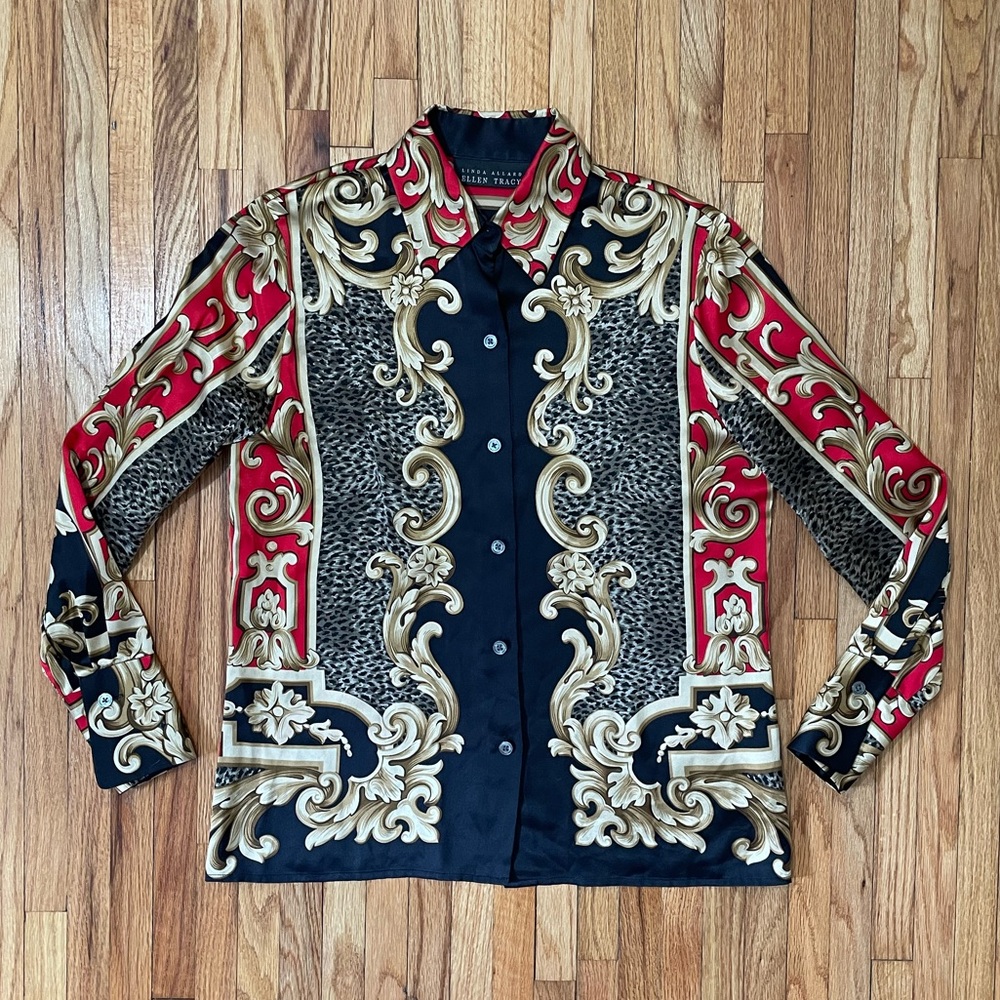 LINDA ALLARD ELLEN TRACY Silk Button-Down
